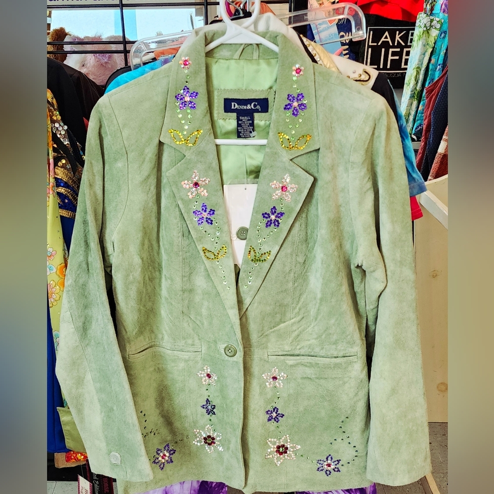 Denim&Co Green Embellished Blazer